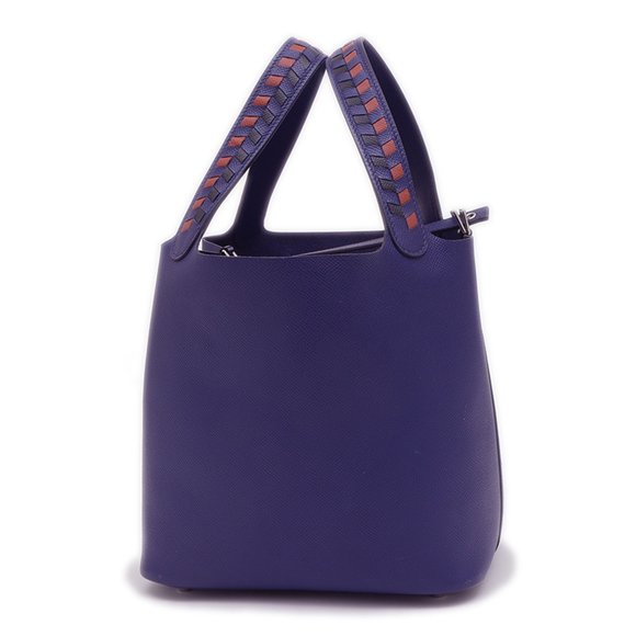 Hermes Picotin Lock MM 22 Handbag Traceage Epson Blue Ankle Silver Hardware D... - Picture 1 of 7